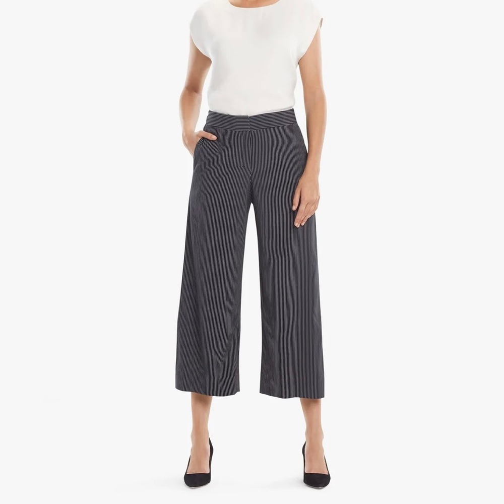 M.M. LaFleur The Zhou Culotte Thin Stripe Navy Ivory Pants size 14